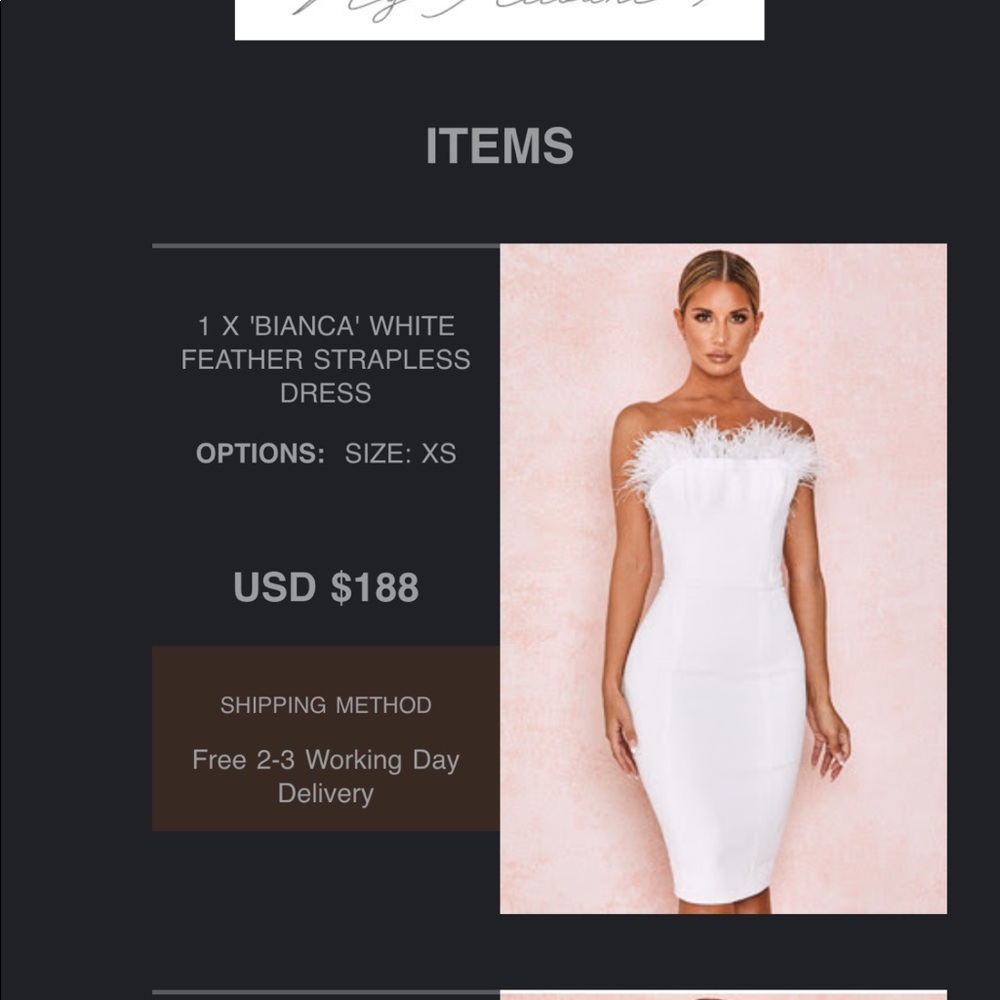 COPY - All white feather lined pencil dress